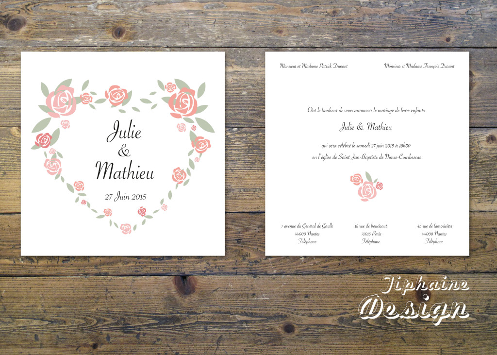 Faire-part mariage fleuri